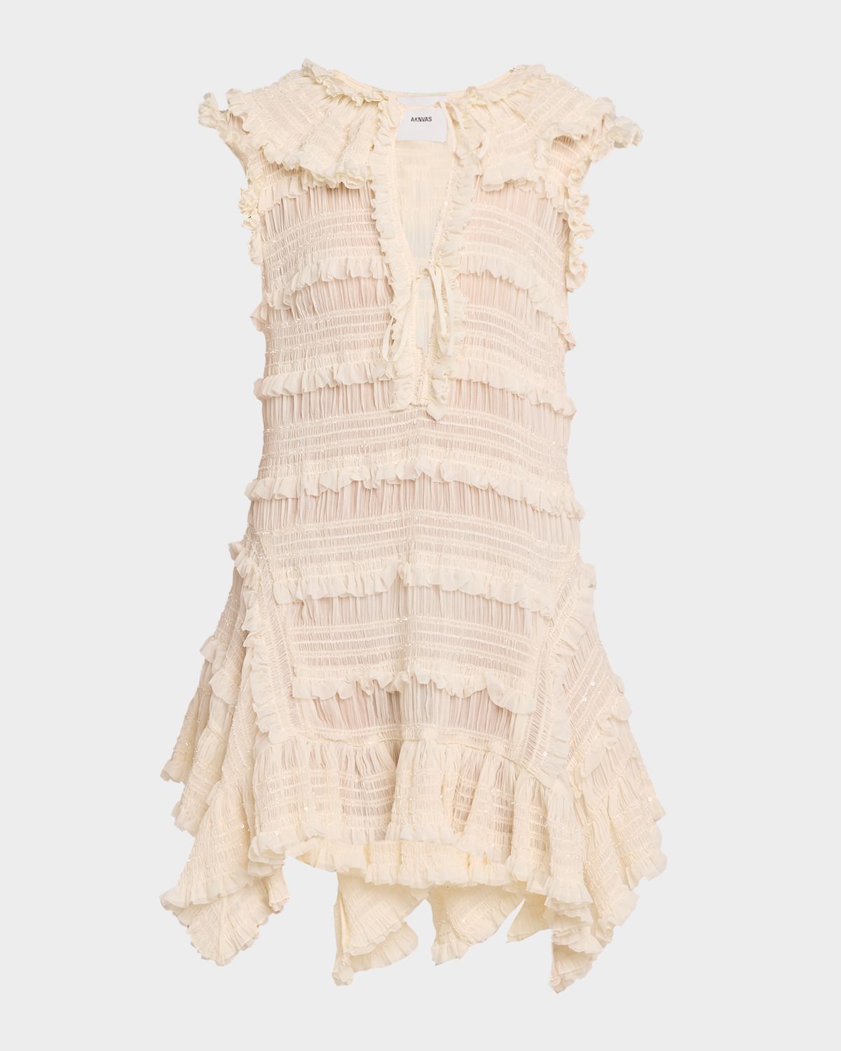 AKNVAS Nora Shirred Chiffon Mini Dress