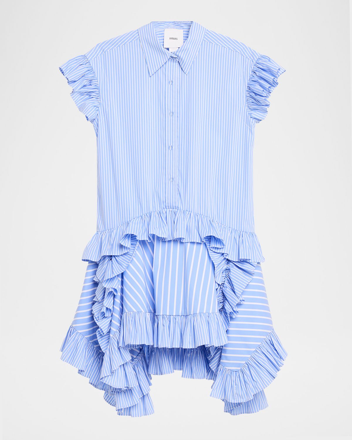 AKNVAS Mila Pinstripe Ruffled Poplin Dress