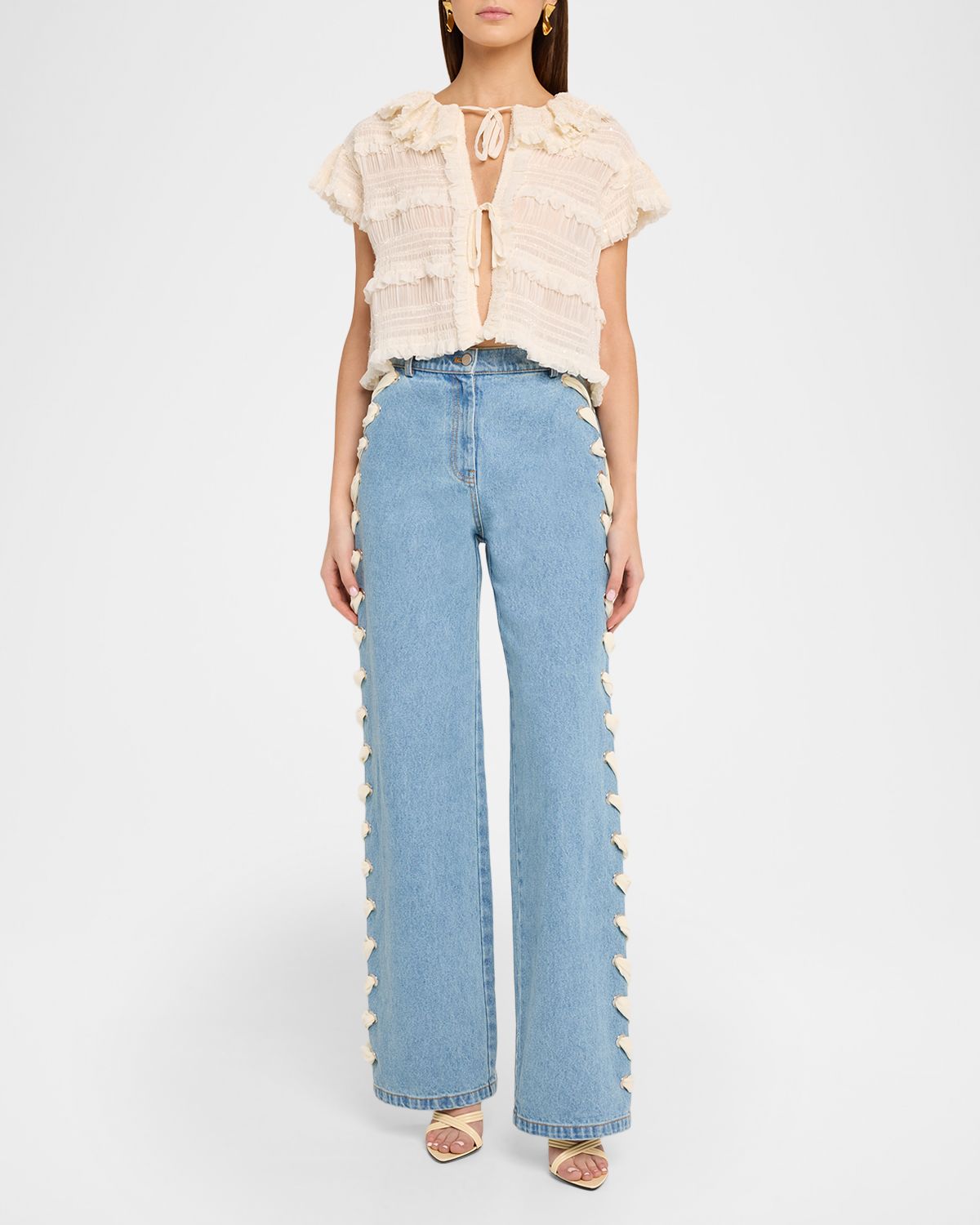 AKNVAS Audra Ruffled Tie-Front Blouse