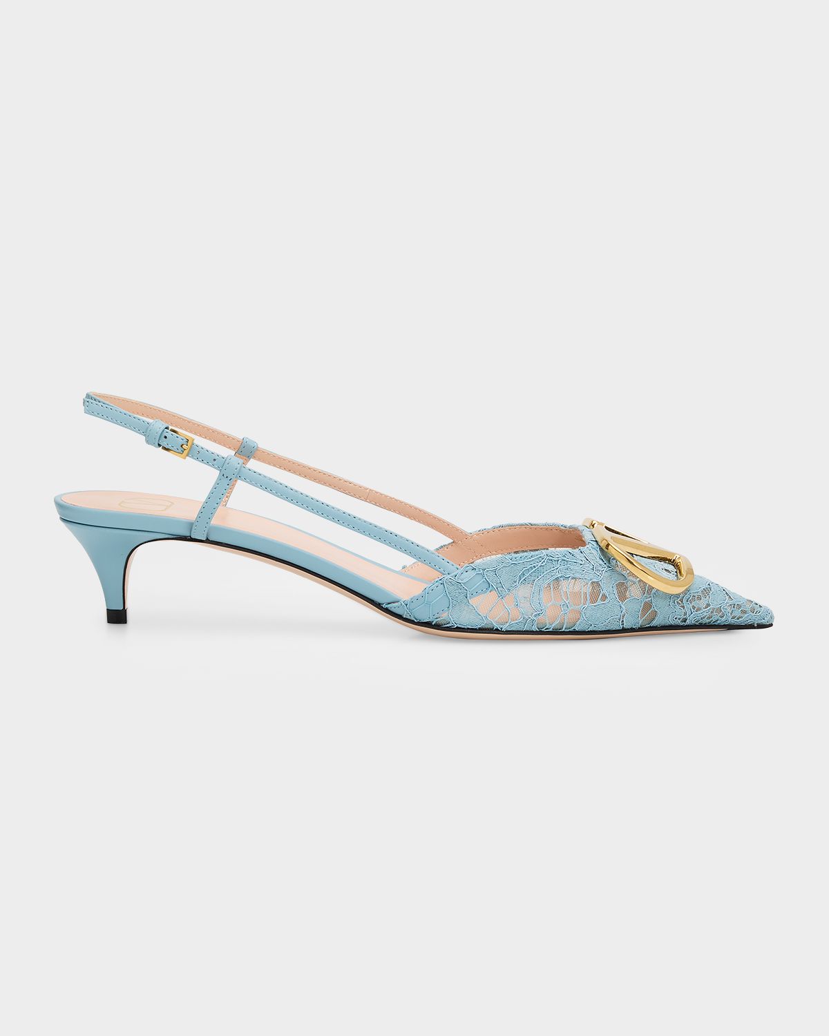 Valentino Garavani 40mm VLogo Signature Lace Slingback Pumps | Thumbnail 7 Valentino Garavani 40mm VLogo Signature Lace Slingback Pumps | Thumbnail 7