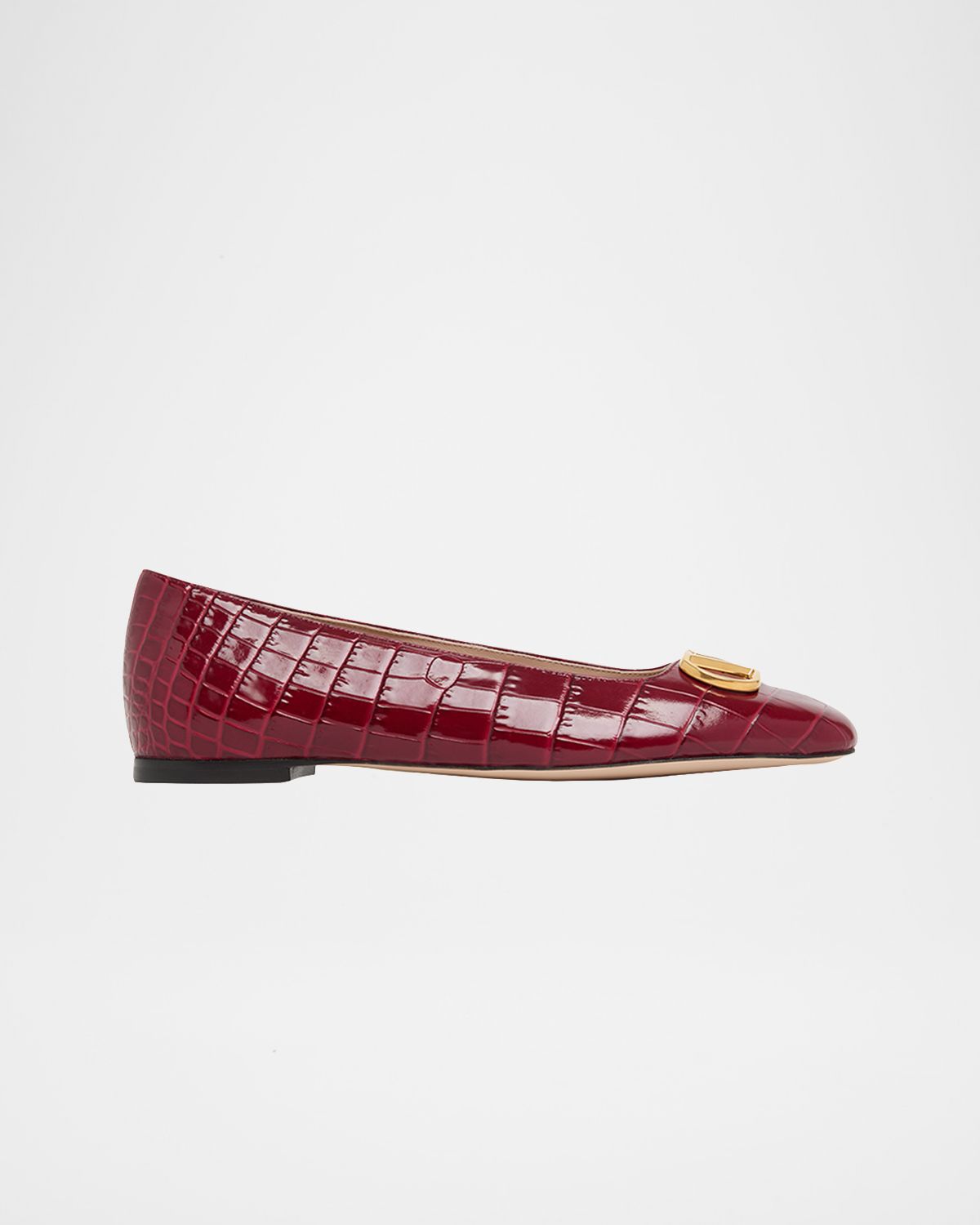 Valentino Garavani VLogo Croc-Embossed Leather Ballerina Flats | Thumbnail 7