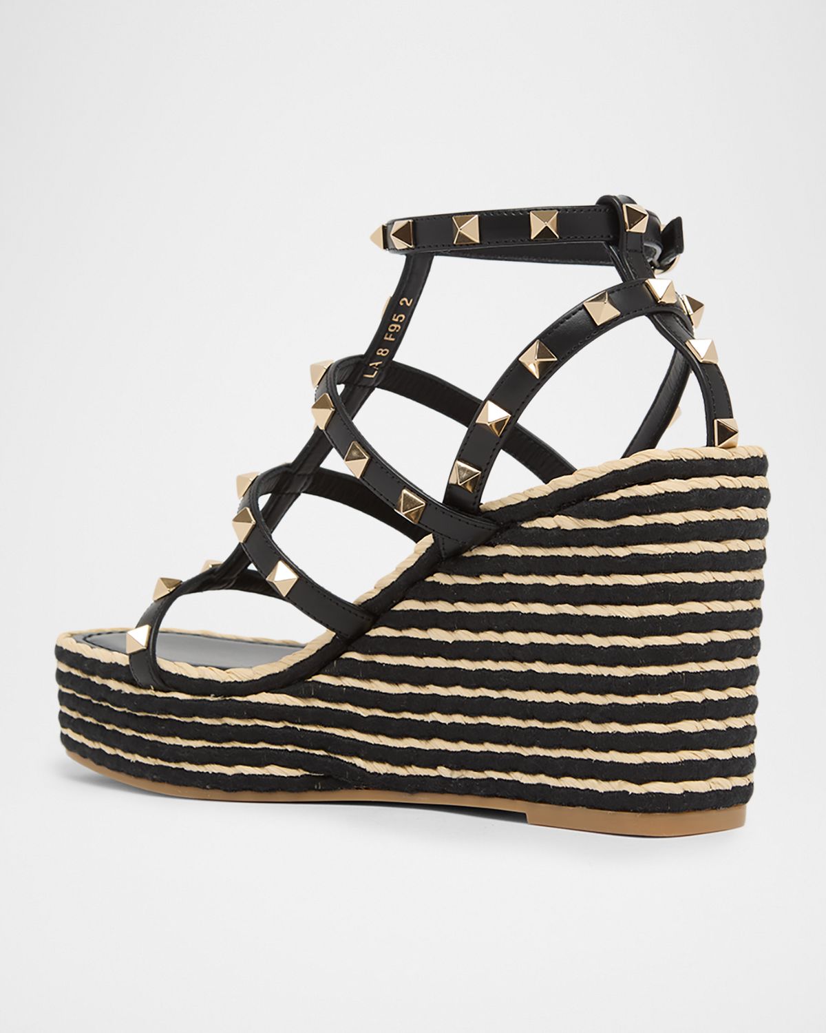 Valentino Garavani 95mm Rockstud Leather Espadrille Wedge Sandals | Thumbnail 4