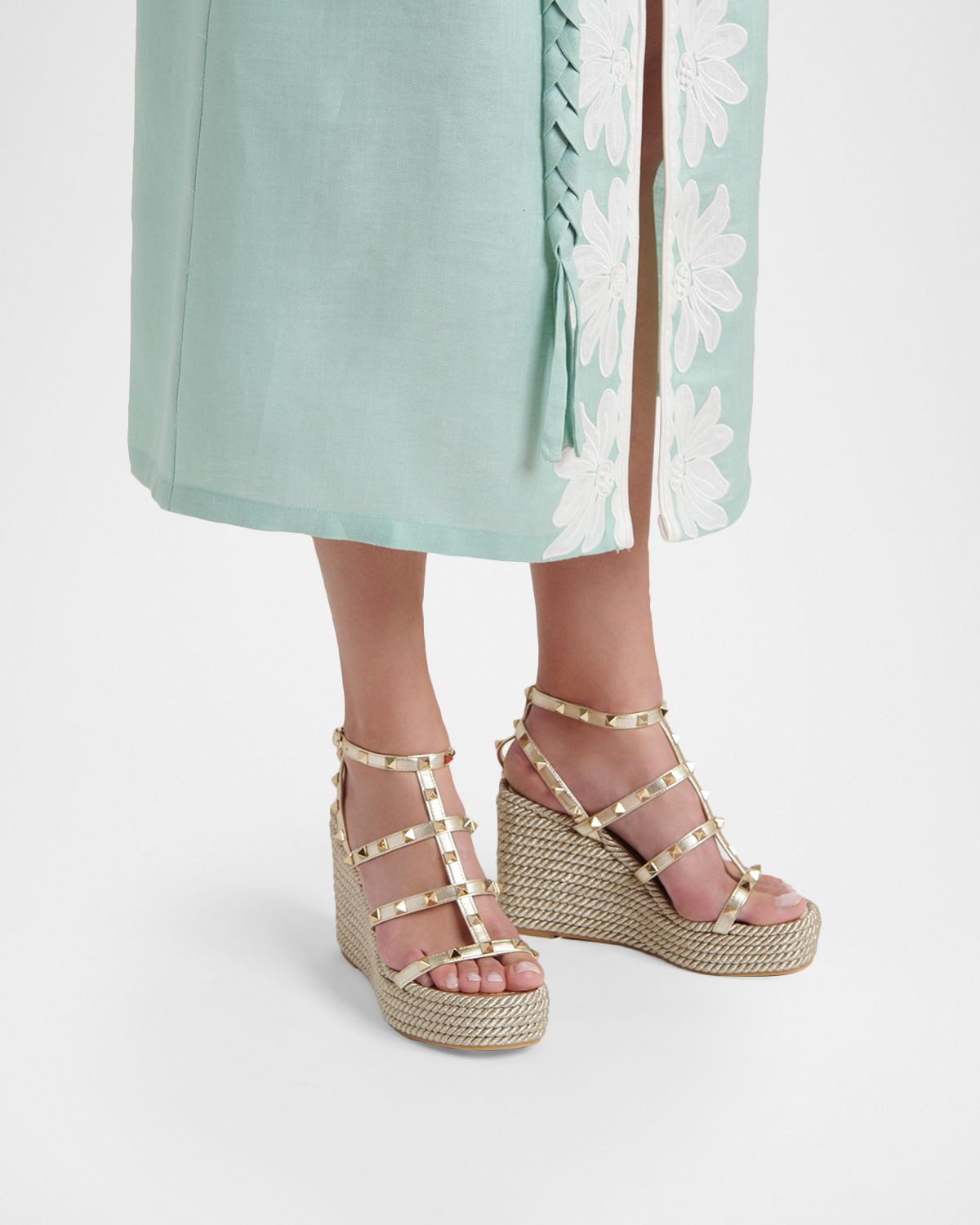Valentino Garavani 95mm Rockstud Leather Espadrille Wedge Sandals | Thumbnail 6 Valentino Garavani 95mm Rockstud Leather Espadrille Wedge Sandals | Thumbnail 6
