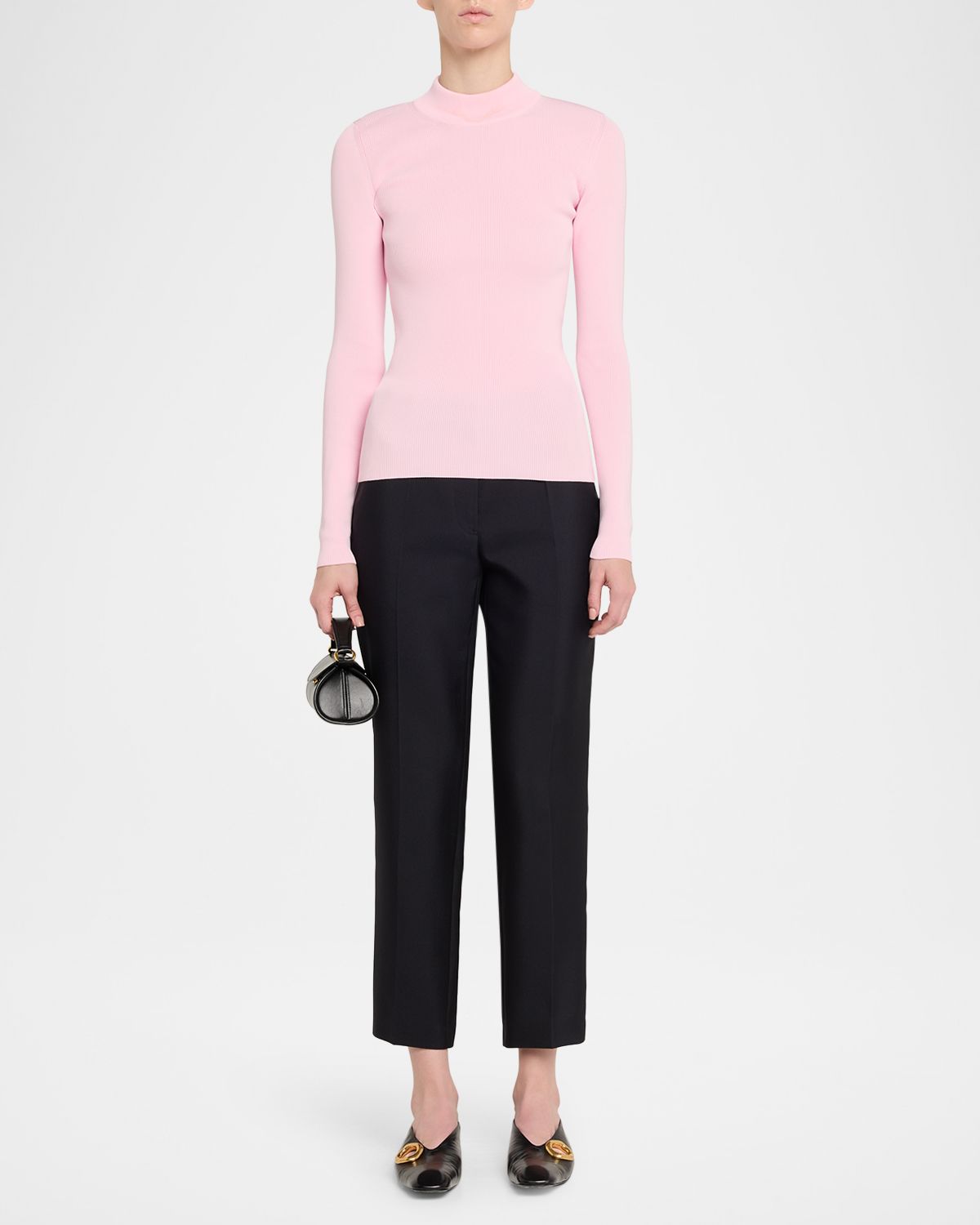 Jil Sander Mock-Neck Long-Sleeve Rib Sweater