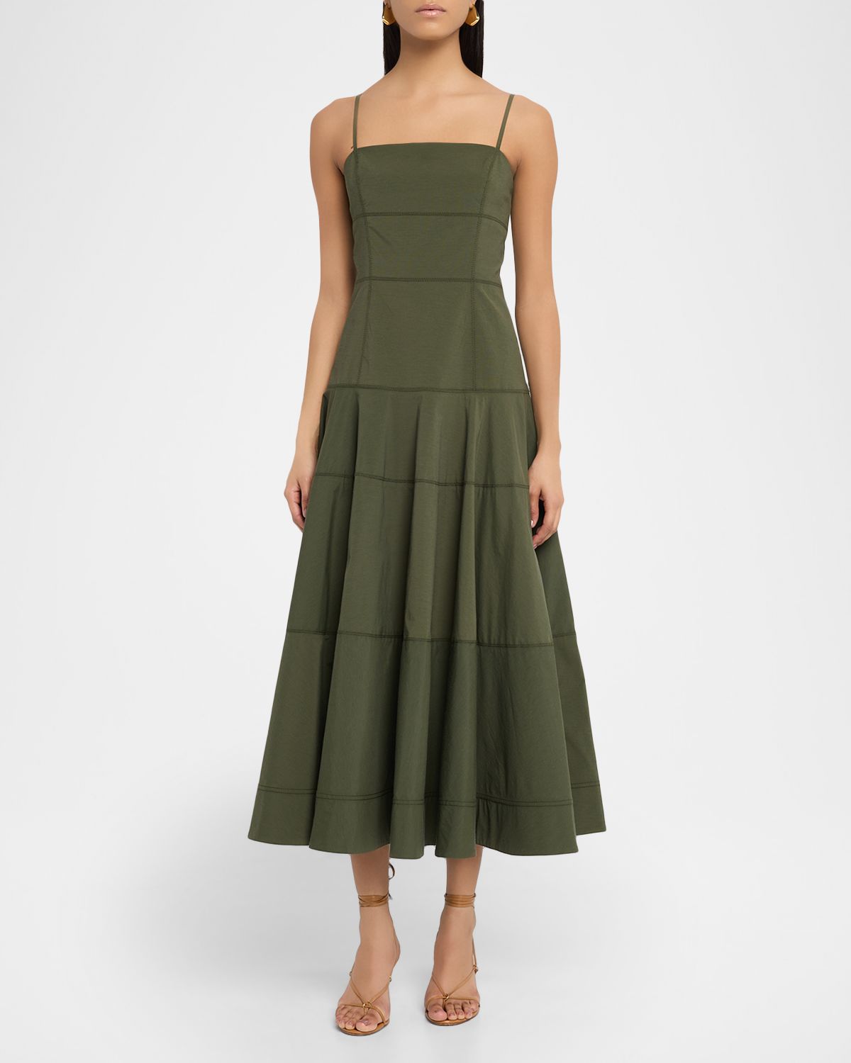 Veronica Beard Ilona Tiered Faille Midi Dress
