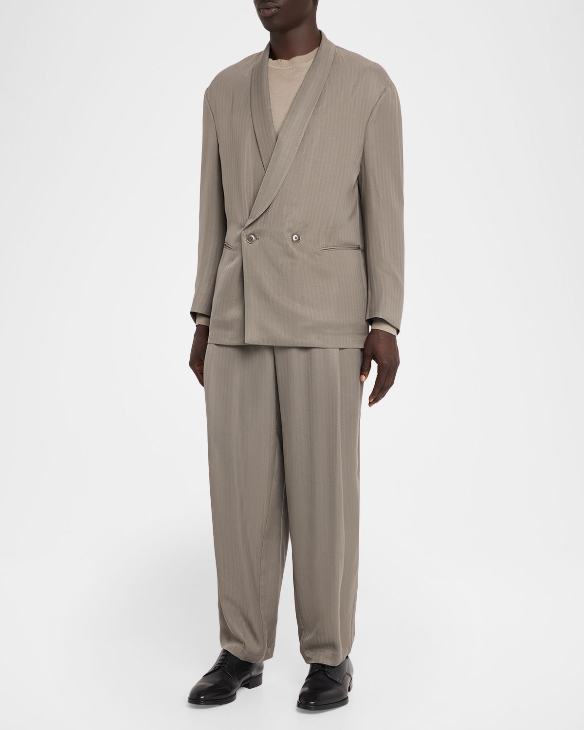 Giorgio Armani Men 's Chevron Cupro Relaxed Shawl-Lapel Suit