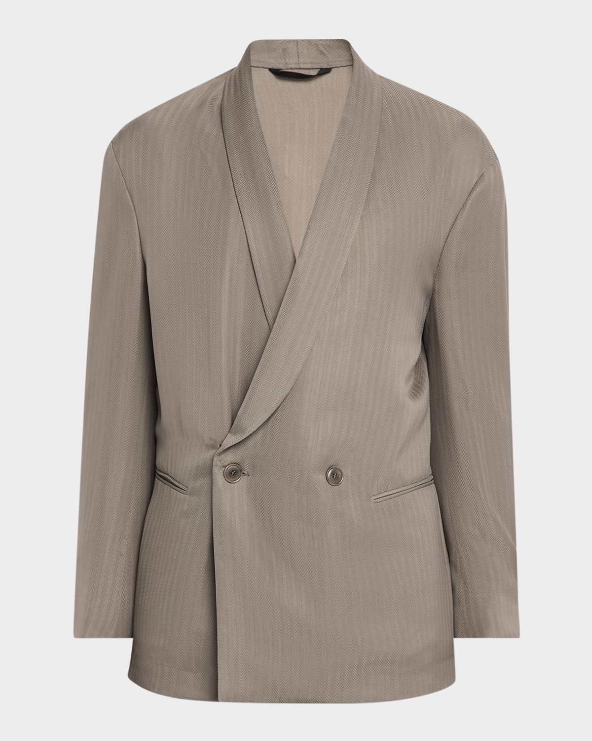 Giorgio Armani Men 's Chevron Cupro Relaxed Shawl-Lapel Suit