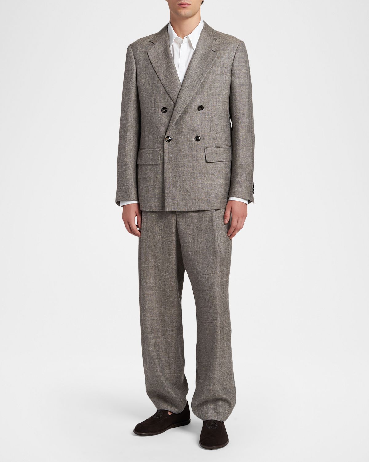 Giorgio Armani Men 's Silk, Linen and Wool Wide-Leg Trousers