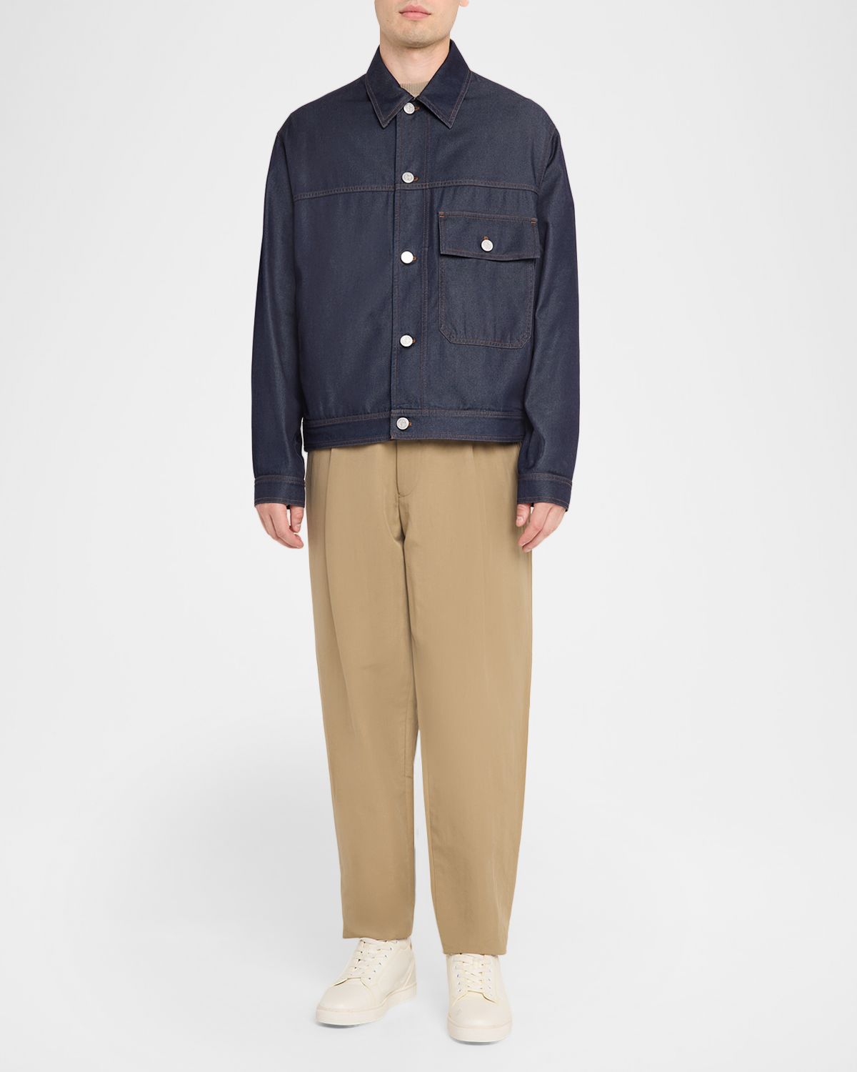 Giorgio Armani Men 's Flap-Pocket Dark-Wash Denim Shirt Jacket - Men's Clothing