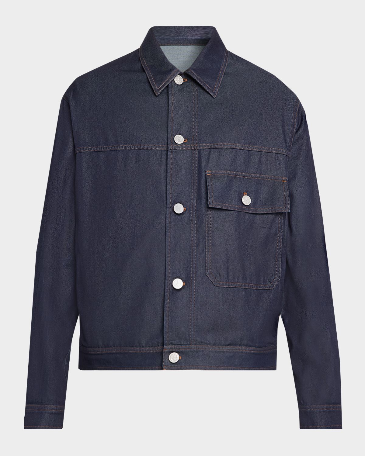 Giorgio Armani Men 's Flap-Pocket Dark-Wash Denim Shirt Jacket