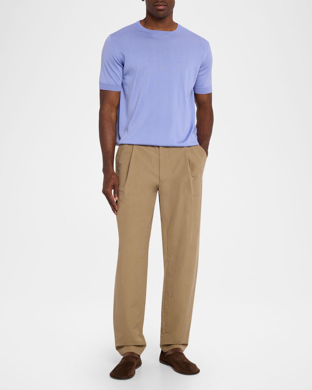 Giorgio Armani Men 's Cotton and Silk Short-Sleeve Crewneck Sweater