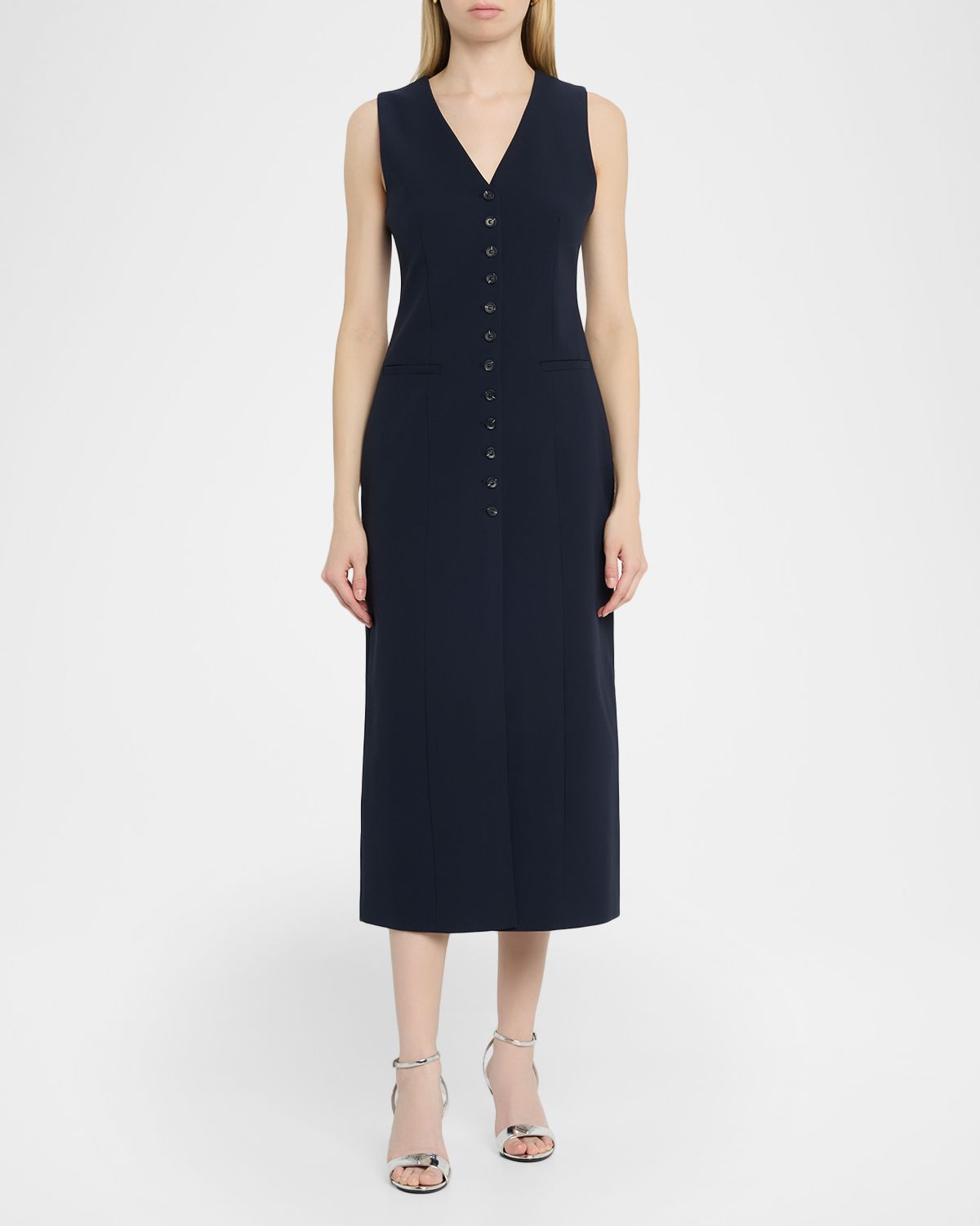Cinq a Sept Kallen V-Neck Crepe Midi Dress