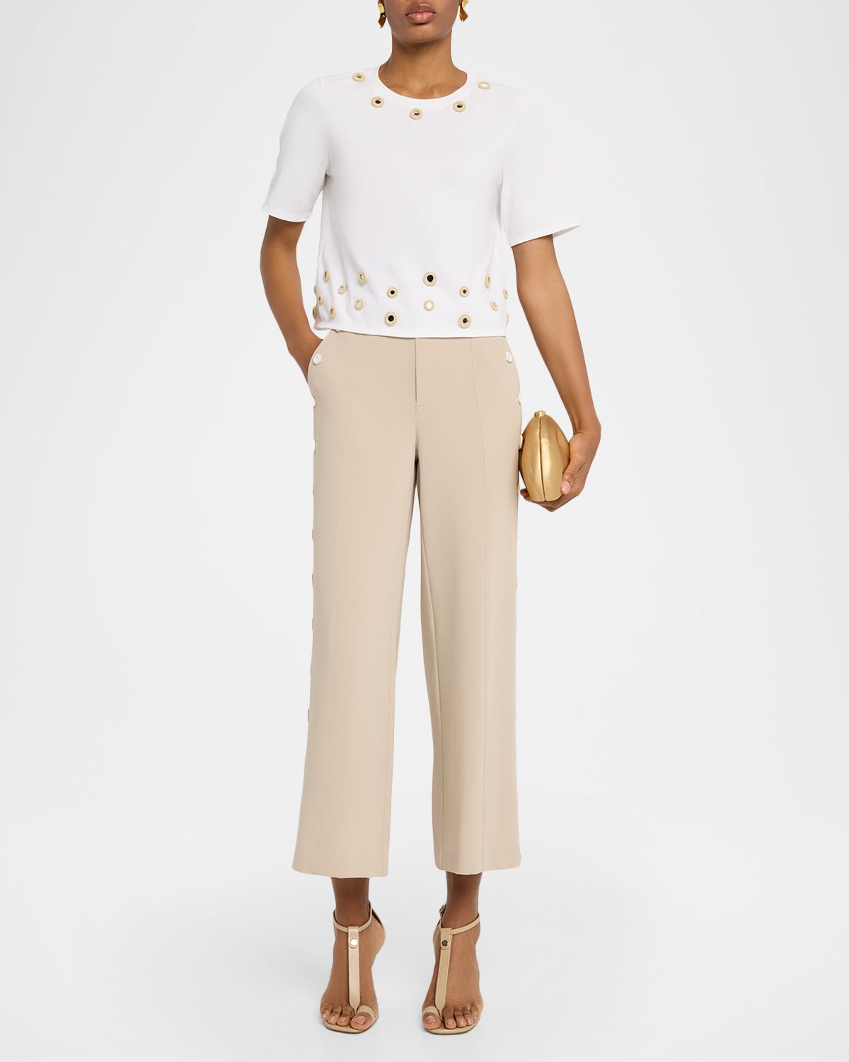 Cinq a Sept Wide-Leg Crochet Mirror Pants