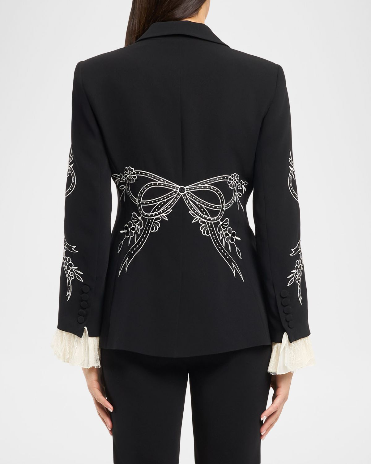 Cinq a Sept Cheyenne Embroidered Cascading Ribbon Blazer