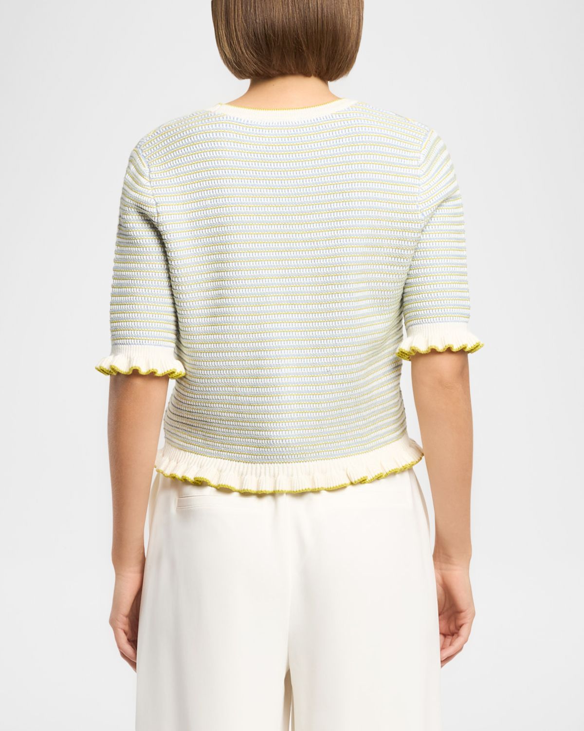 Cinq a Sept Clem Stripe Cropped Cardigan