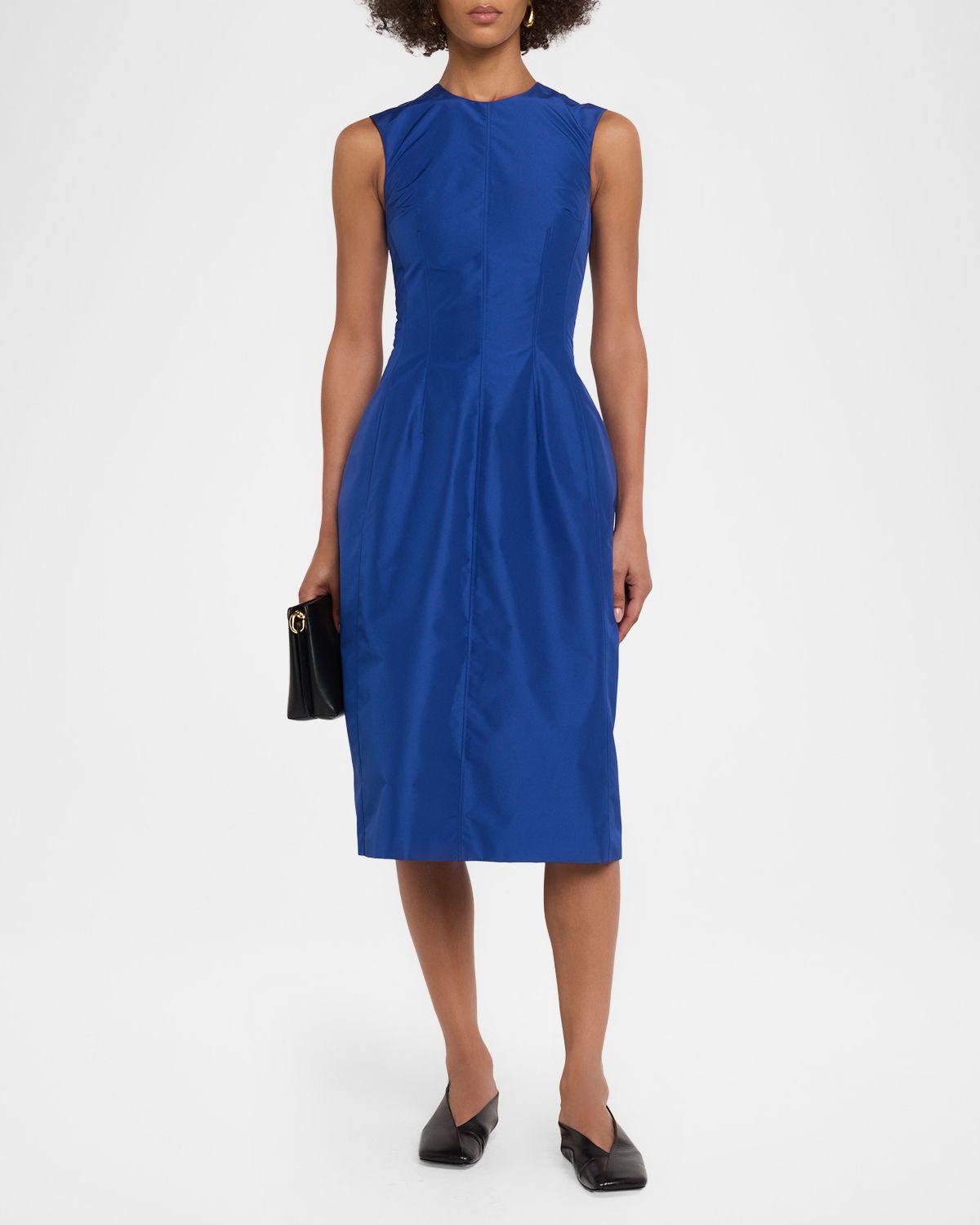 Jil Sander Sleeveless Structured Satin Midi Dress | Thumbnail 5