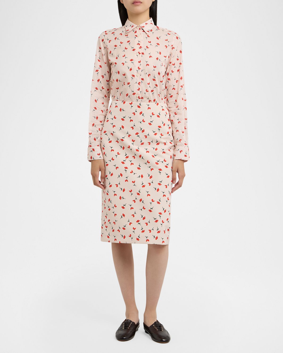 Jil Sander Poppy Floral Pencil Skirt