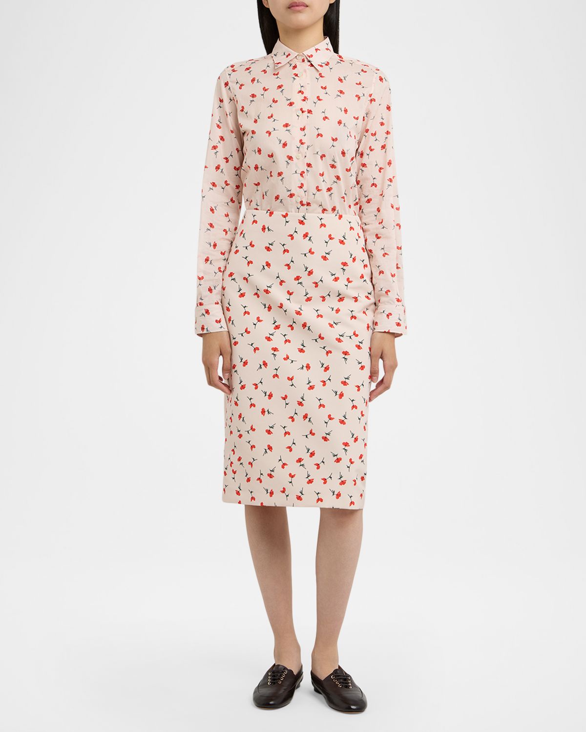 Jil Sander Poppy Floral Cotton Button-Down Shirt