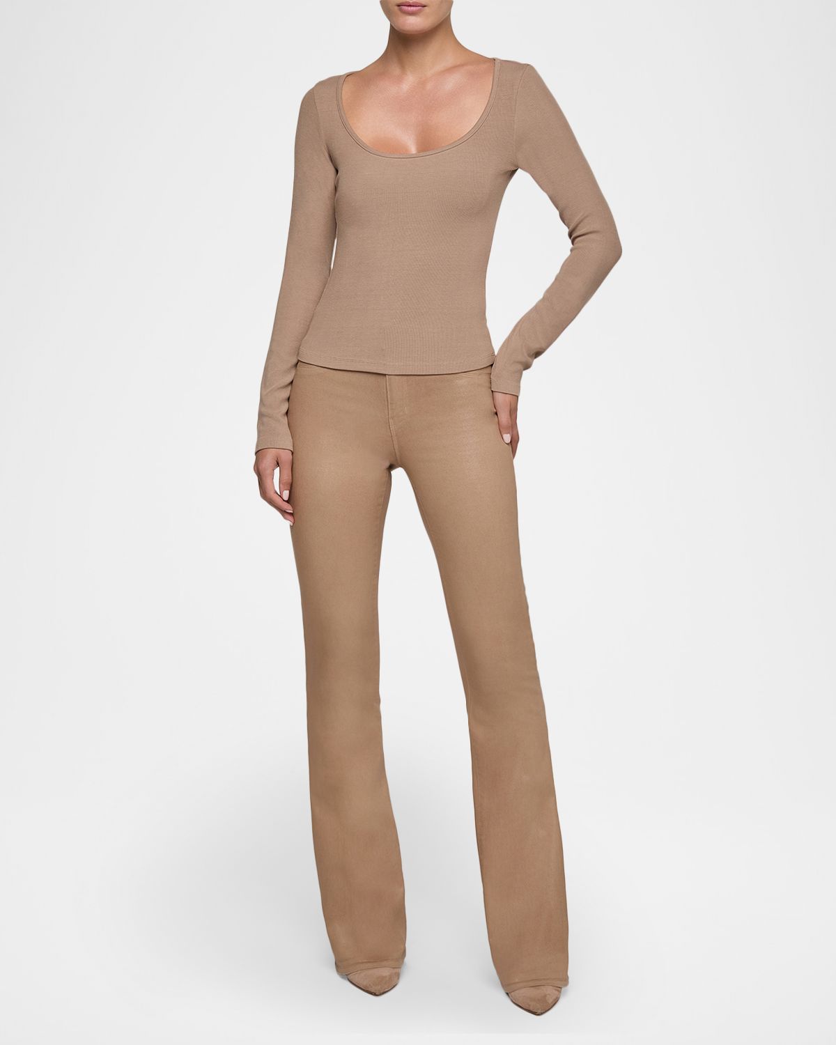 L 'Agence Vanya Long-Sleeve Scoop-Neck Tee