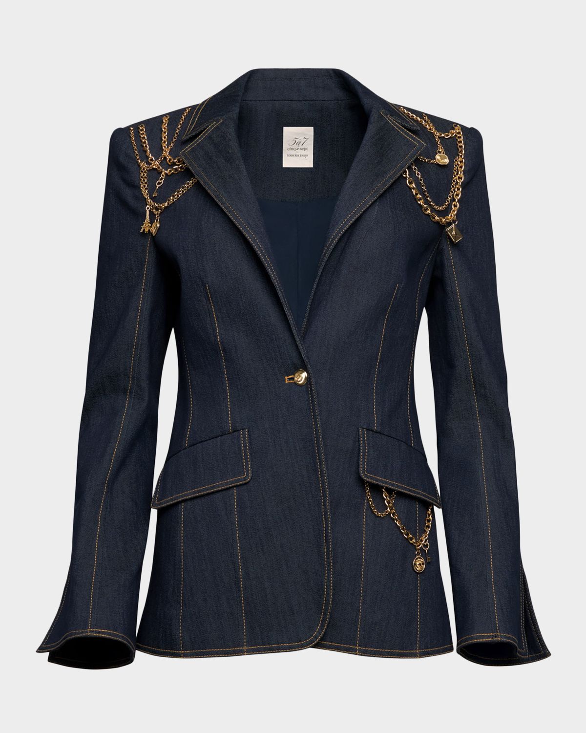 Cinq a Sept Love Token Danicka Embellished Denim Blazer