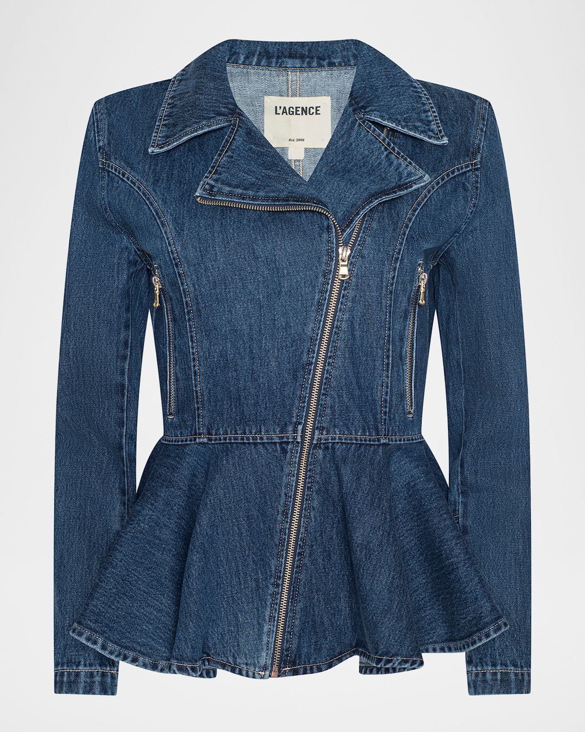 L 'Agence Moxie Denim Peplum Jacket