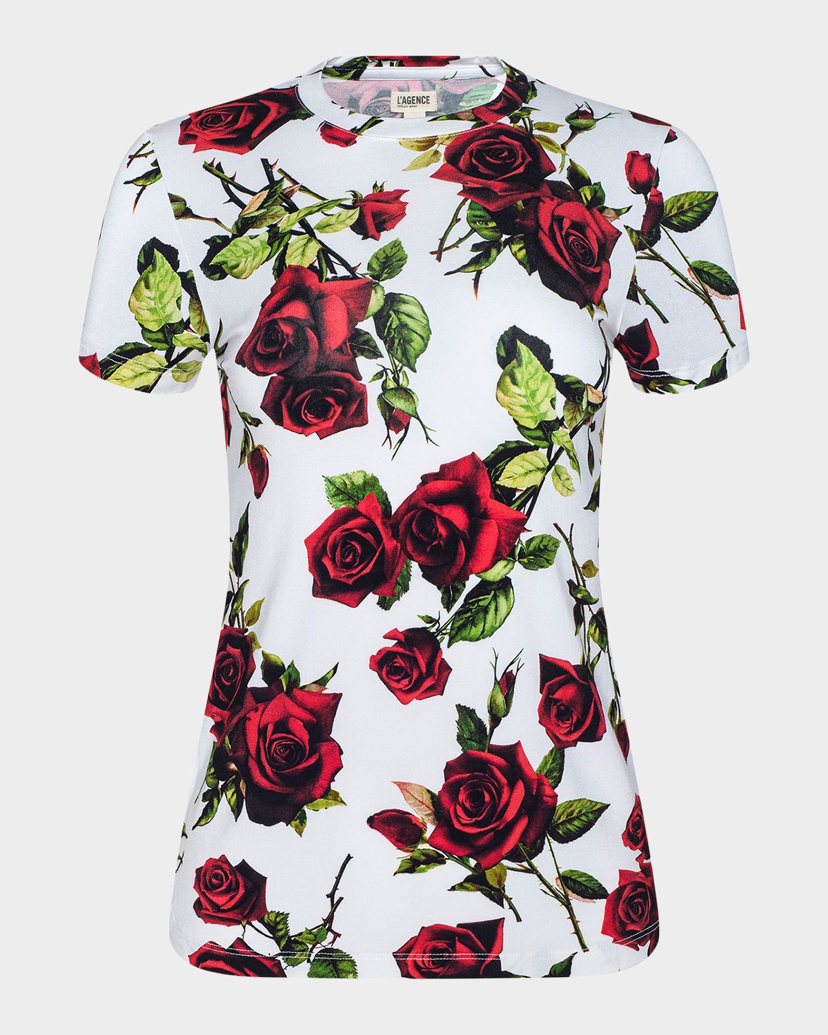 L 'Agence Ressi Short-Sleeve Rose Thorn Tee