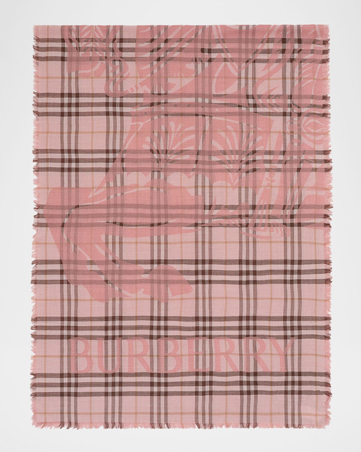 Burberry Wide EKD Check Wool Silk Scarf