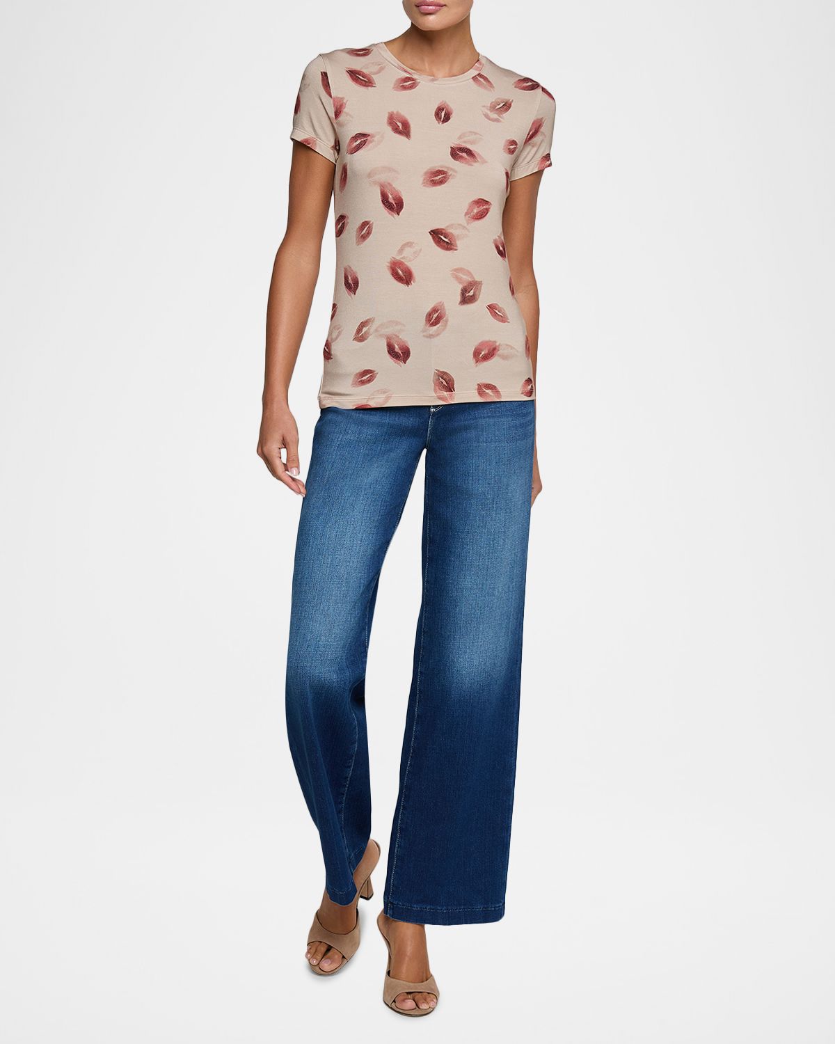 L 'Agence Ressi Short-Sleeve Faded Kiss Tee