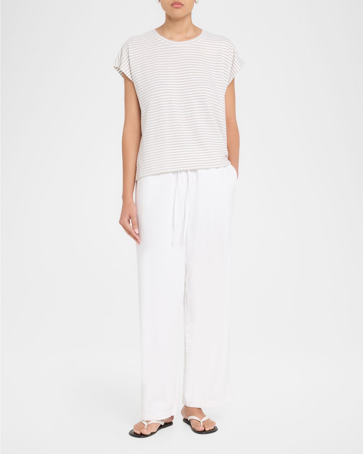 Eileen Fisher Crewneck Striped Organic Cotton Knit Top