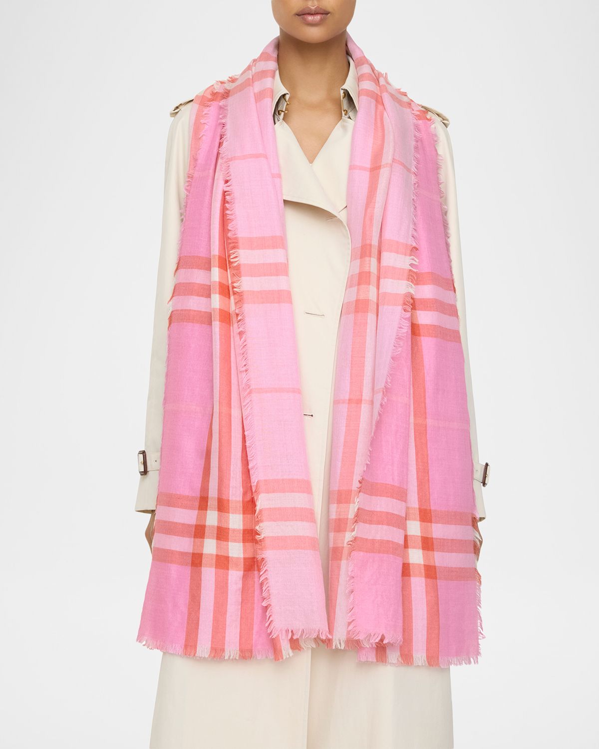 Burberry Reversible Check Wool Silk Scarf