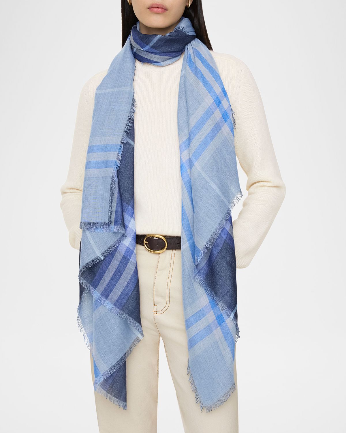 Burberry Wide Check Wool & Silk Scarf