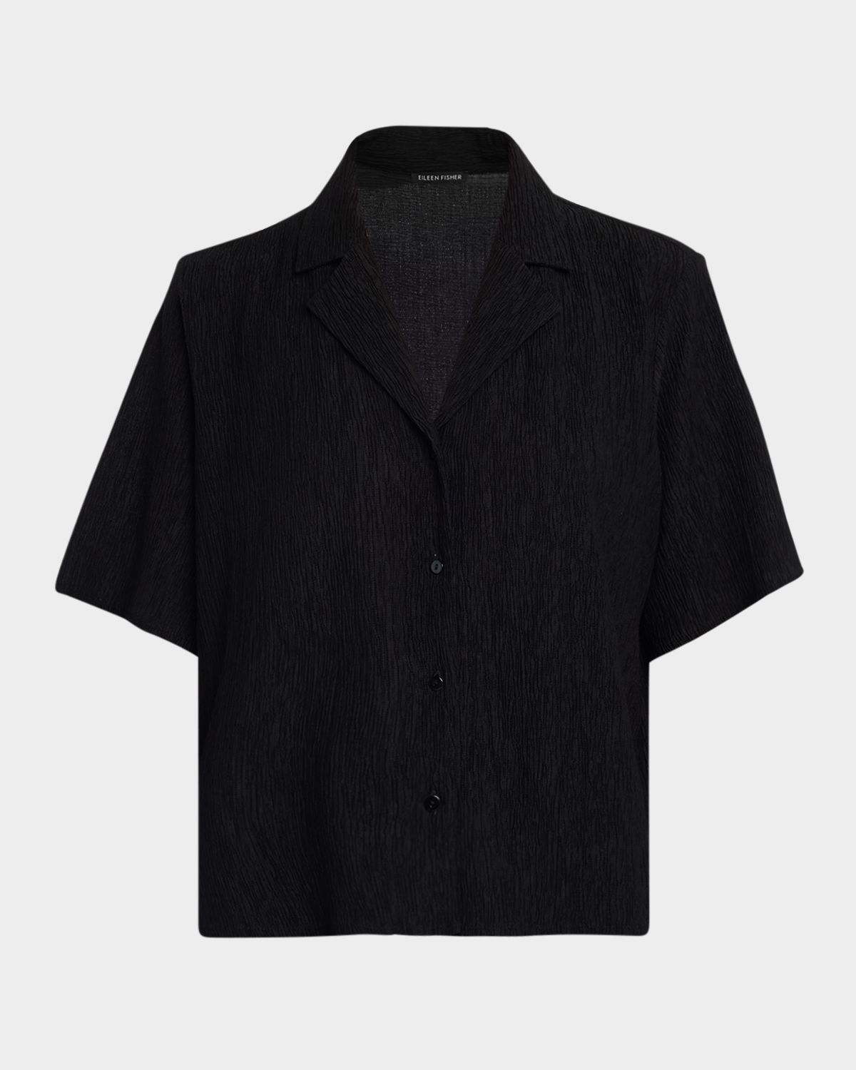 Eileen Fisher Crinkled Boxy Button-Front Shirt