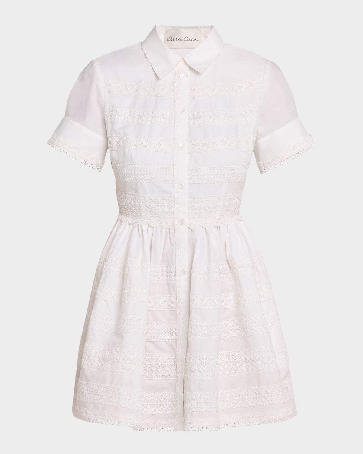 Cara Cara Kai Lace Cotton Mini Shirtdress