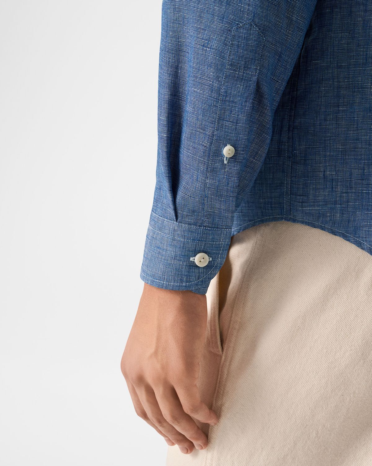 Eton Men 's Solid Linen Button-Down Shirt | Thumbnail 5 Eton Men 's Solid Linen Button-Down Shirt | Thumbnail 5