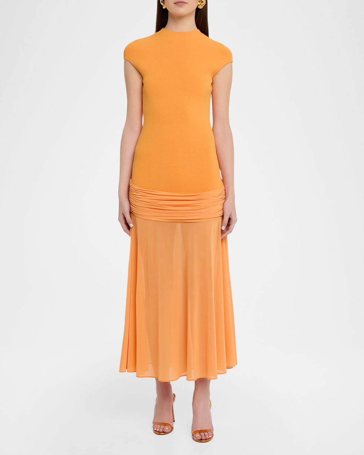 Et Ochs Nola Mock-Neck Combo Midi Dress