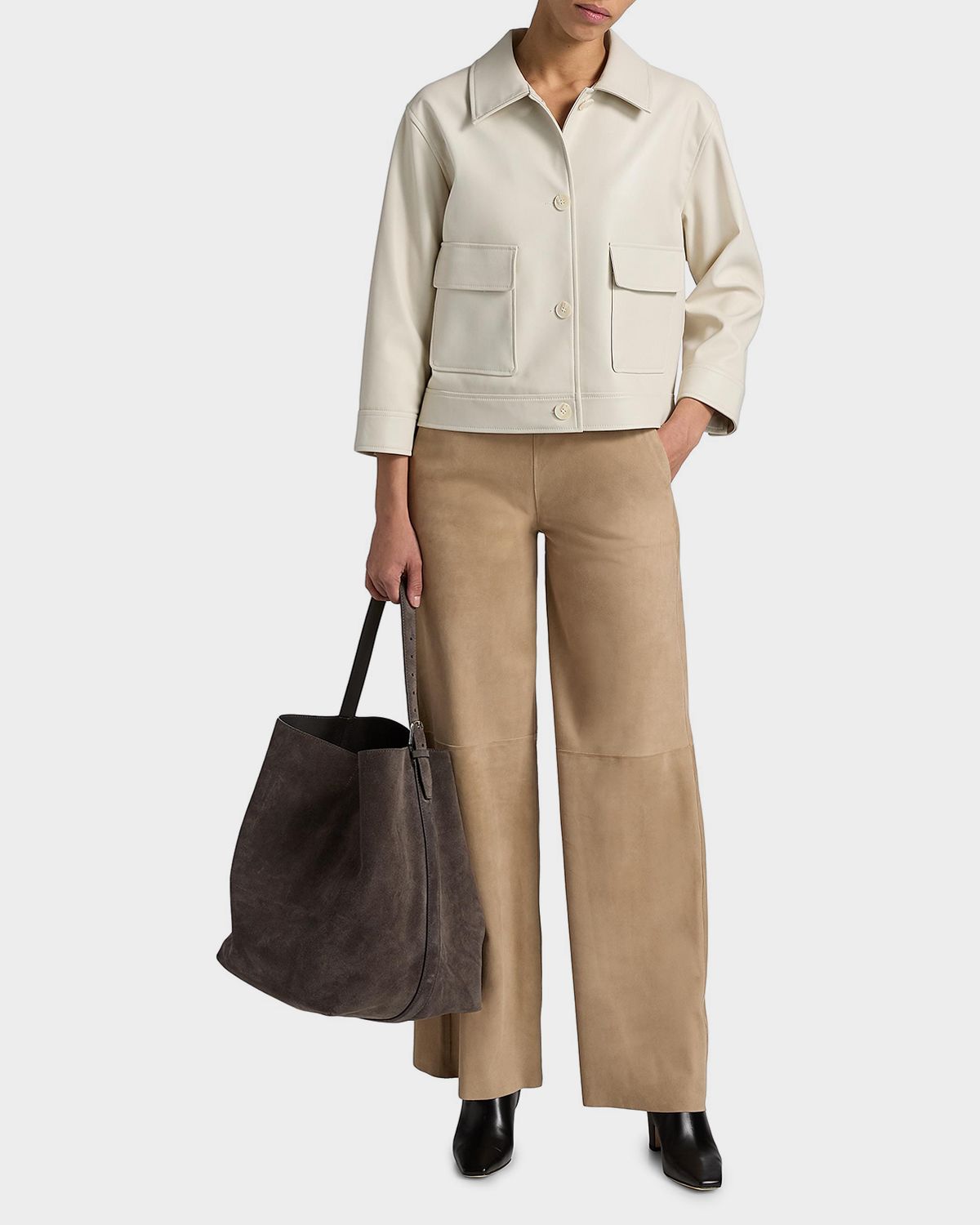 LaMarque Elara Faux Leather Shirt Jacket