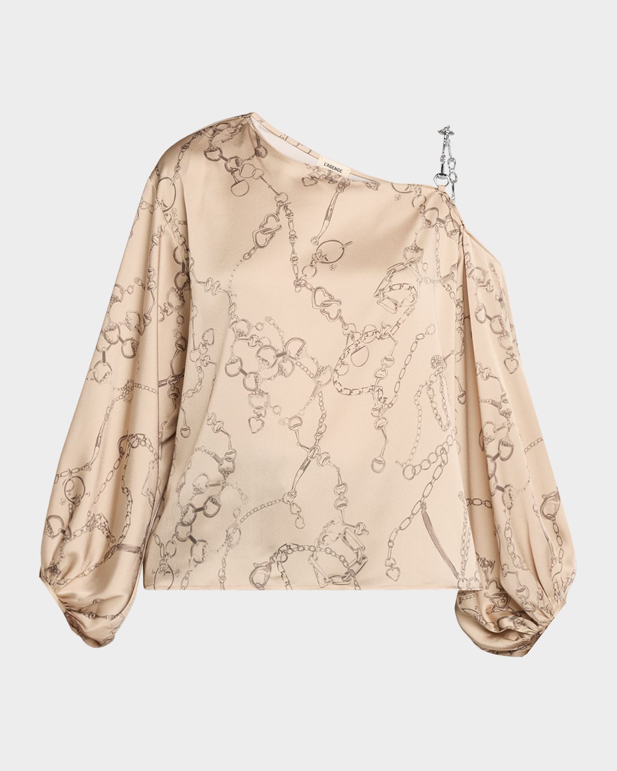 L 'Agence Asami Chain One-Shoulder Blouse