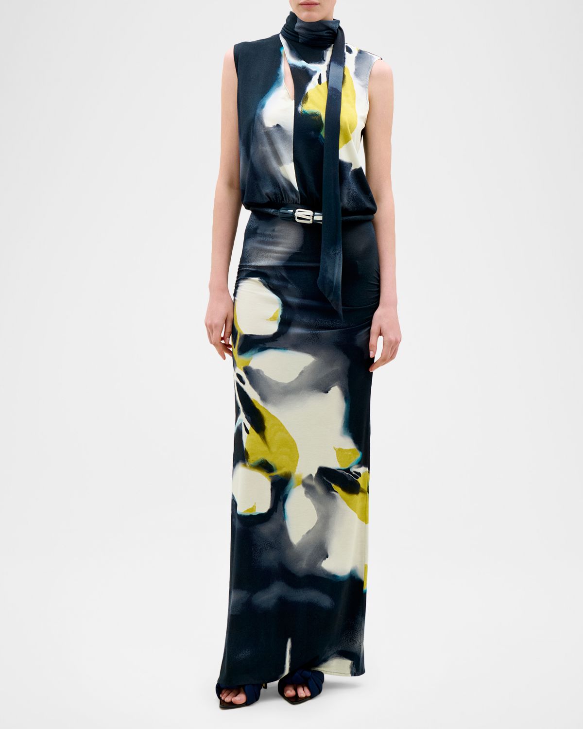 Silvia Tcherassi Cody Scarf-Neck Floral Sleeveless Maxi Dress | Thumbnail 4