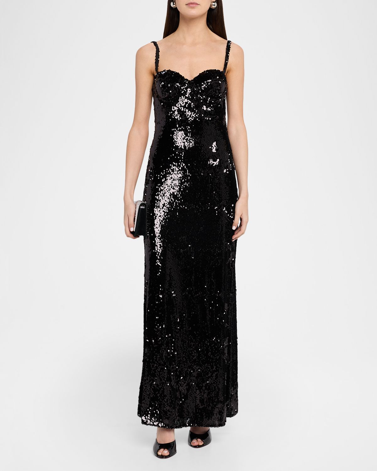 L 'Agence Sayla Bias-Cut Sequined Gown