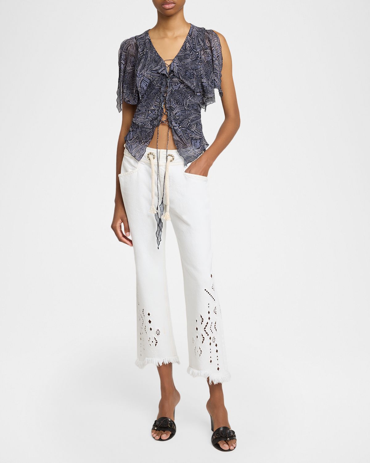 Isabel Marant Alison Embroidered Crop Jeans
