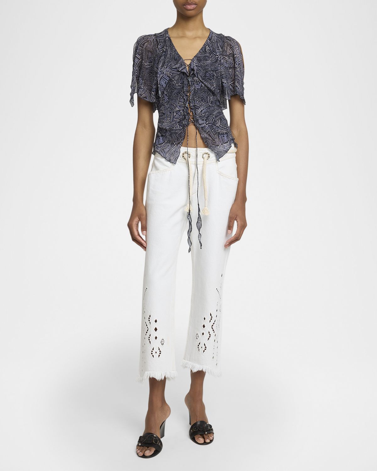 Isabel Marant Thanais Lace-Up Silk Top