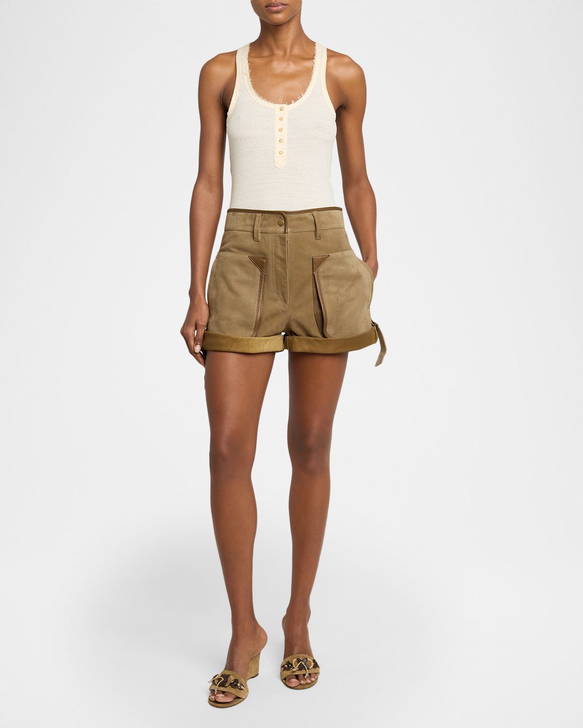 Isabel Marant Helma Silk Rib Button-Front Tank Top
