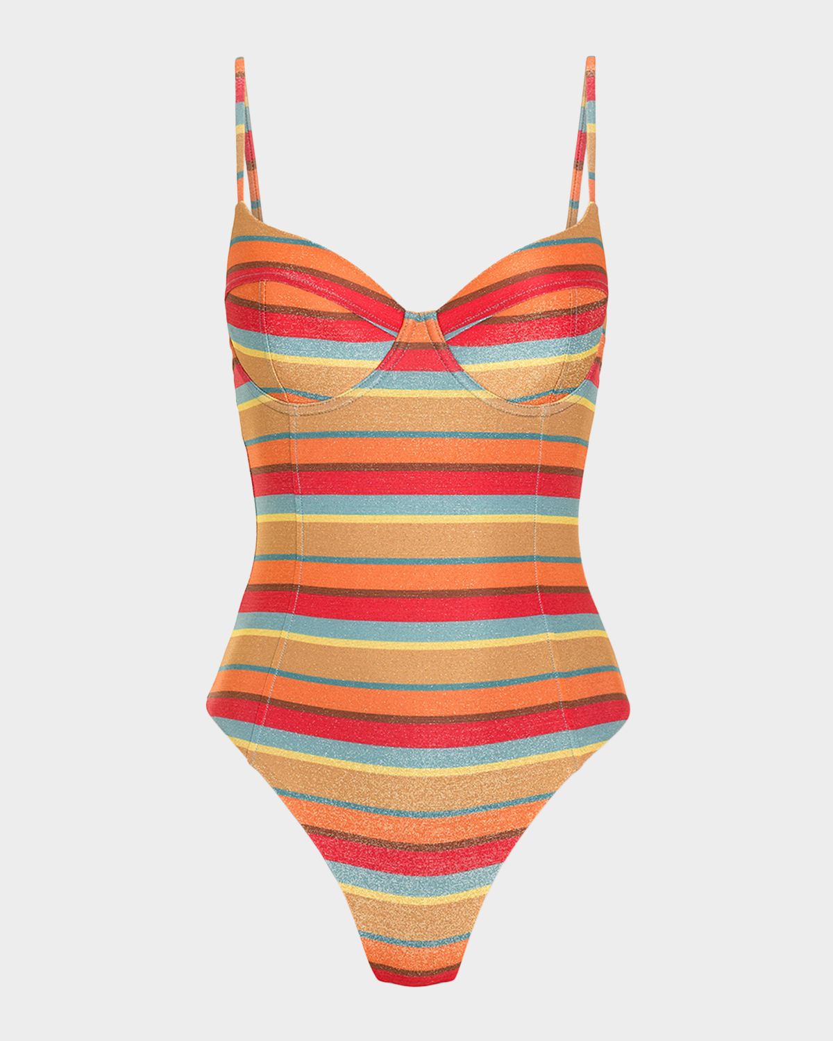 Ramy Brook Jayda Glitter Striped One-Piece Swimsuit