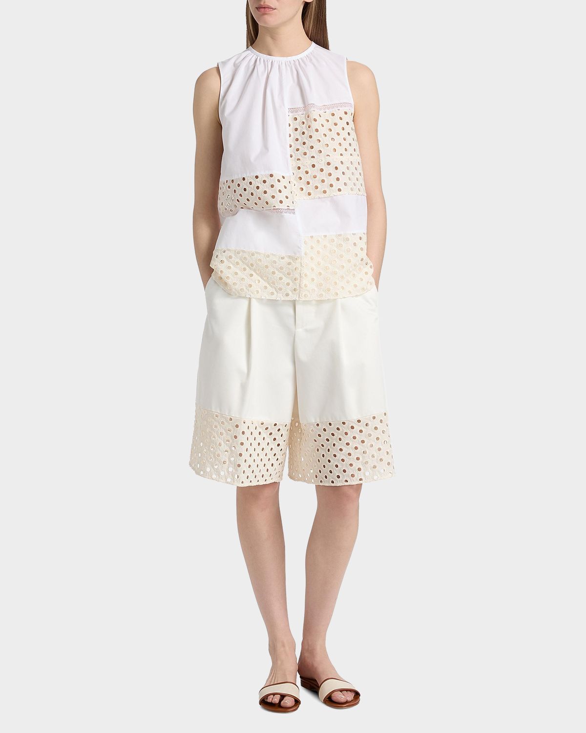 Marni Broderie Anglaise Patchwork Sleeveless Top