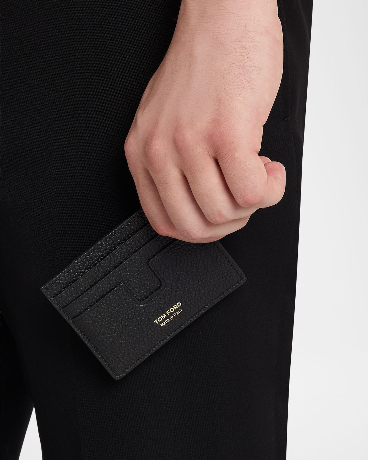 TOM FORD Men 's Grain Leather T Line Card Holder