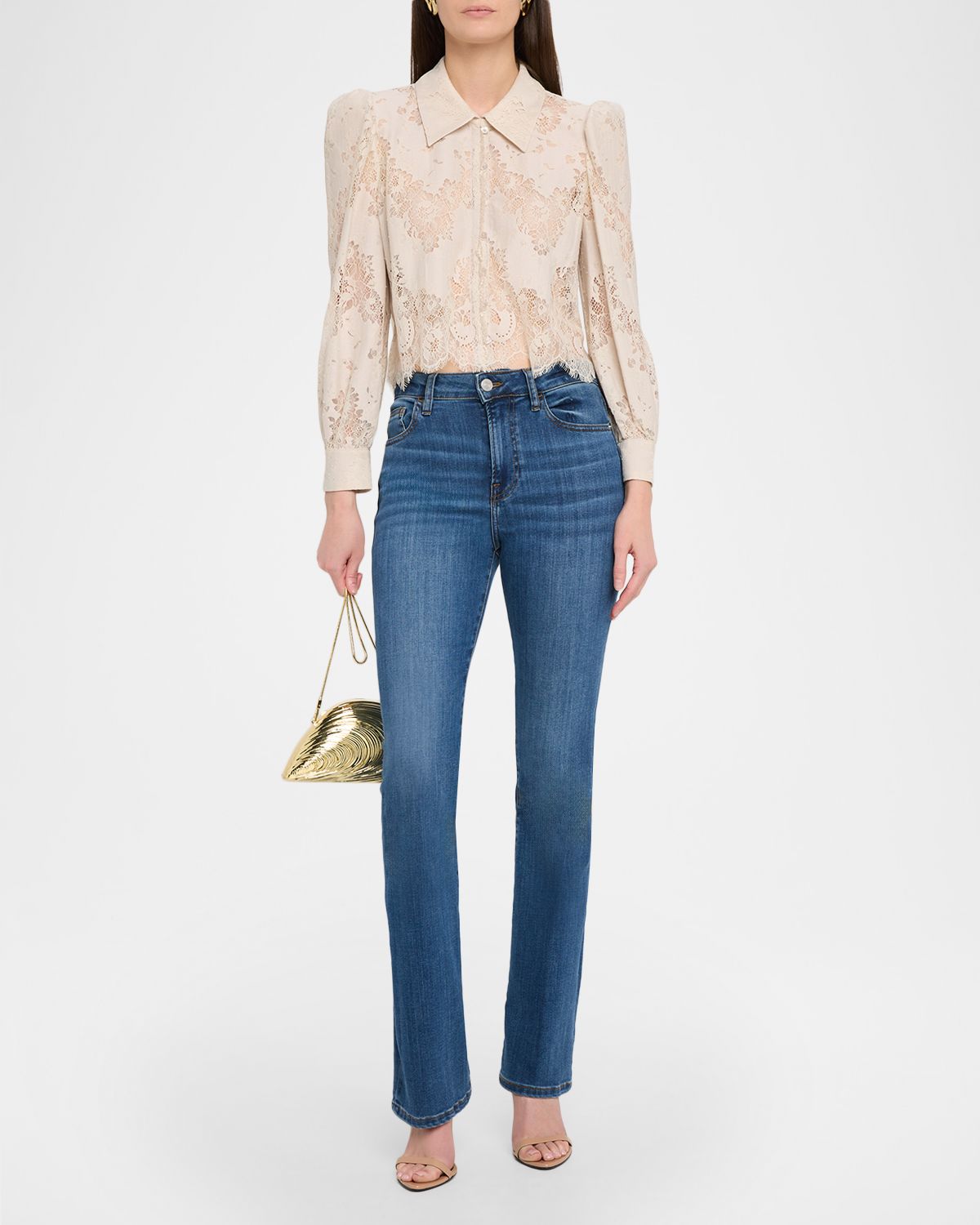 L 'Agence Anita Lace Button-Front Blouse