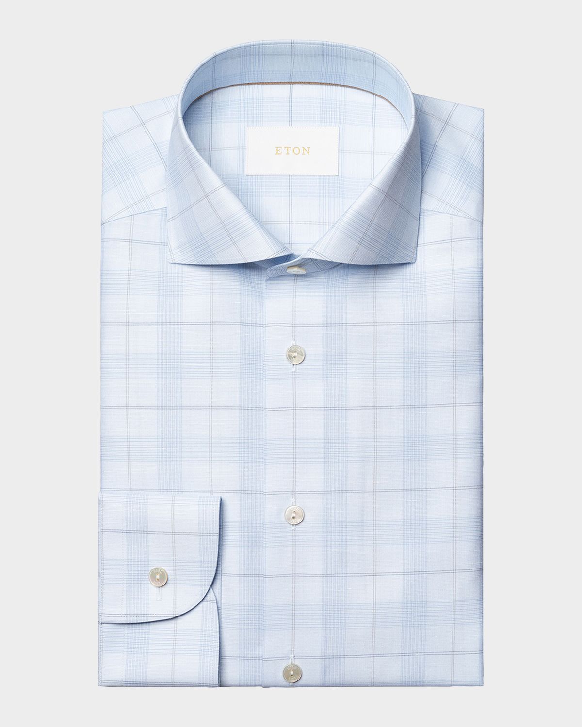 Eton Men 's Elevated Check Cotton Linen Contemporary-Fit Dress Shirt | Thumbnail 2 Eton Men 's Elevated Check Cotton Linen Contemporary-Fit Dress Shirt | Thumbnail 2