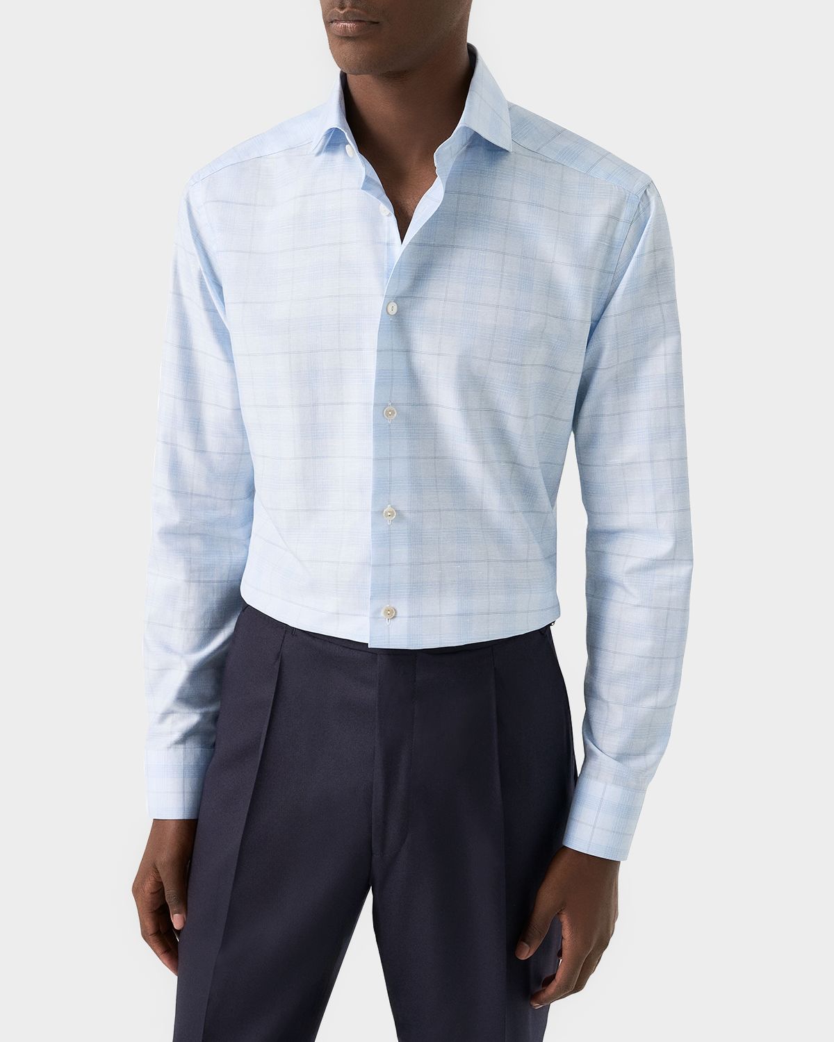 Eton Men 's Elevated Check Cotton Linen Contemporary-Fit Dress Shirt | Thumbnail 4 Eton Men 's Elevated Check Cotton Linen Contemporary-Fit Dress Shirt | Thumbnail 4