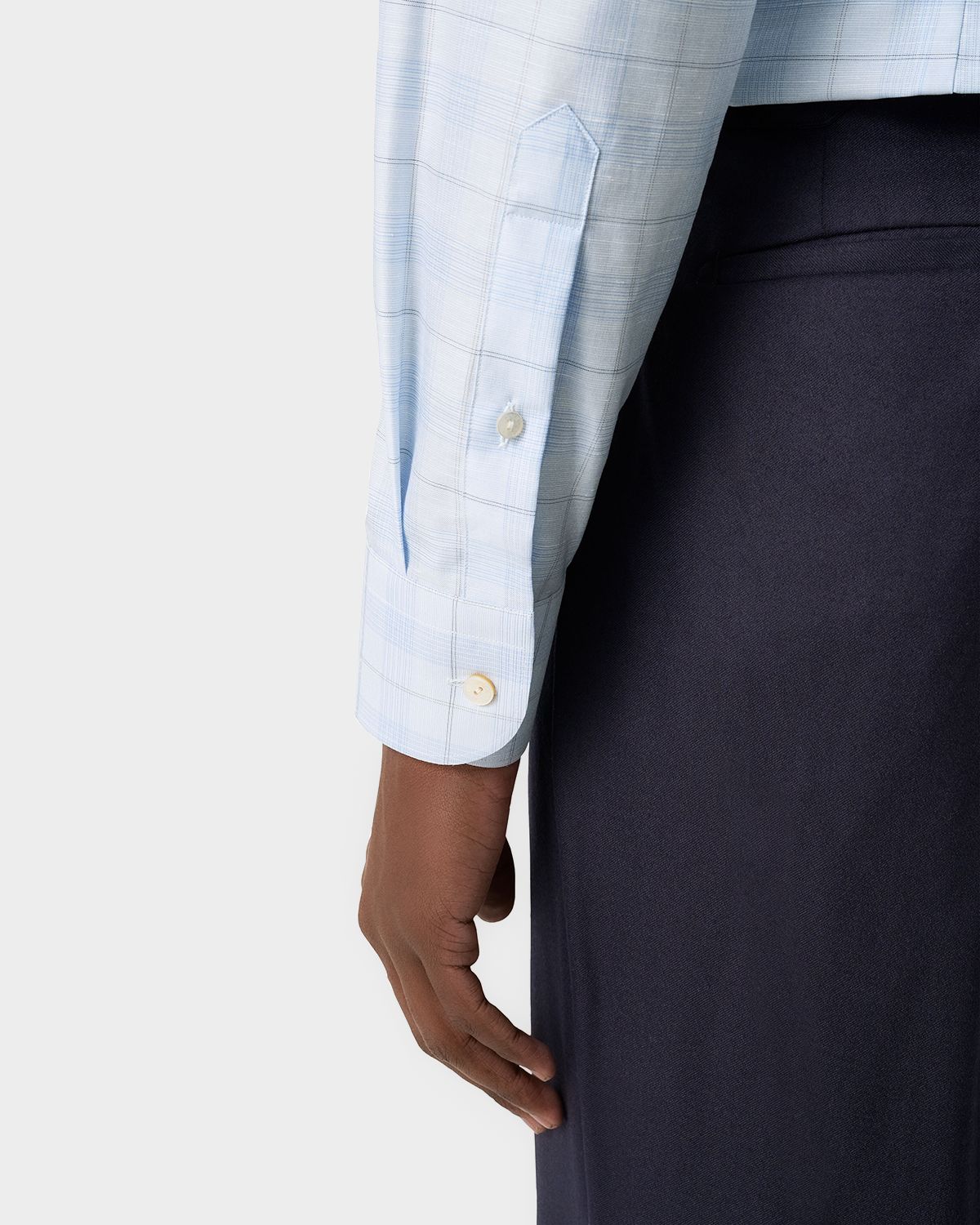 Eton Men 's Elevated Check Cotton Linen Contemporary-Fit Dress Shirt | Thumbnail 8 Eton Men 's Elevated Check Cotton Linen Contemporary-Fit Dress Shirt | Thumbnail 8