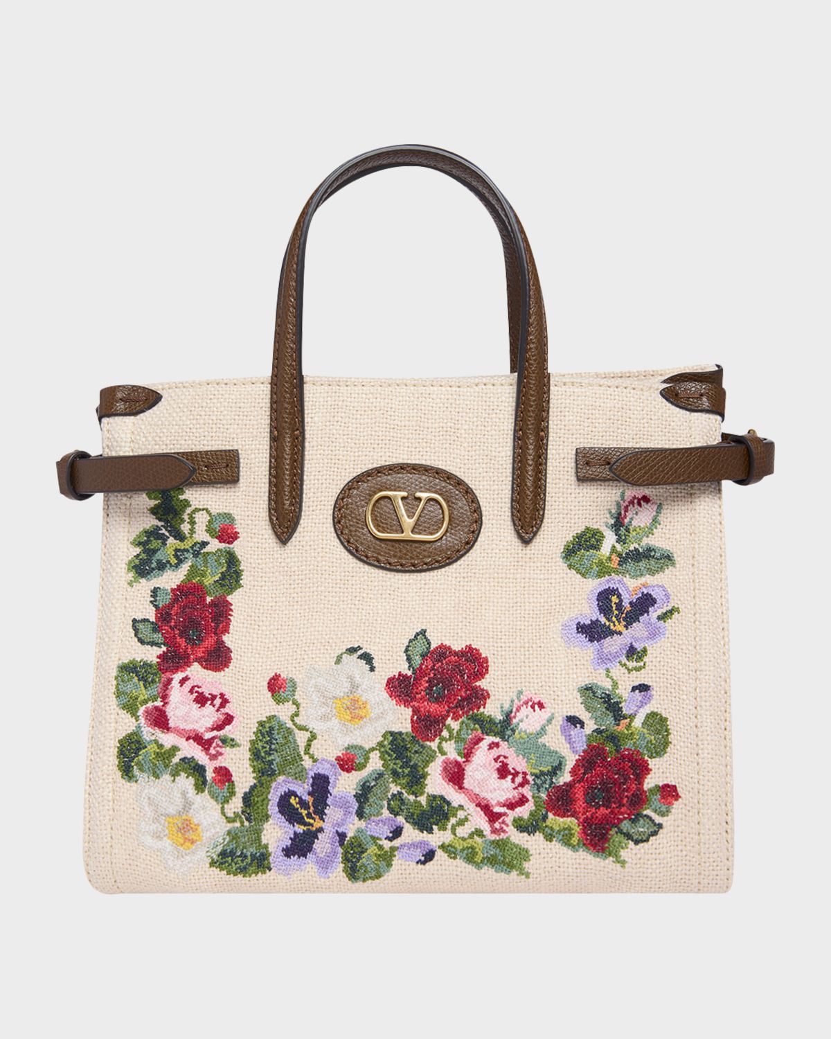 Valentino Garavani Antibes Small Floral-Embroidered Shopping Tote Bag | Thumbnail 7